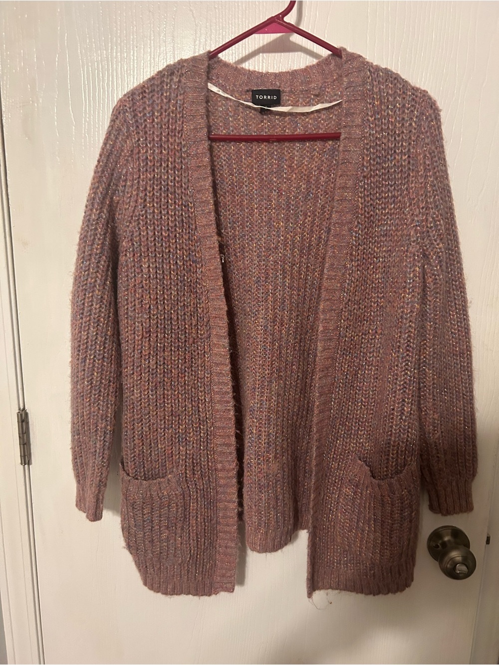 torrid mauve-pink open-front knit cardigan